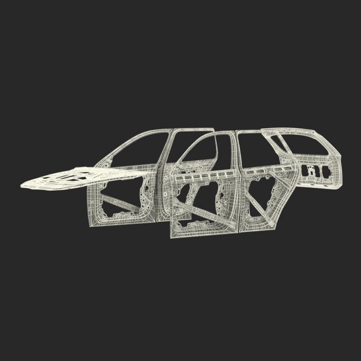 3D SUV Doors Hood and Trunk Rigged