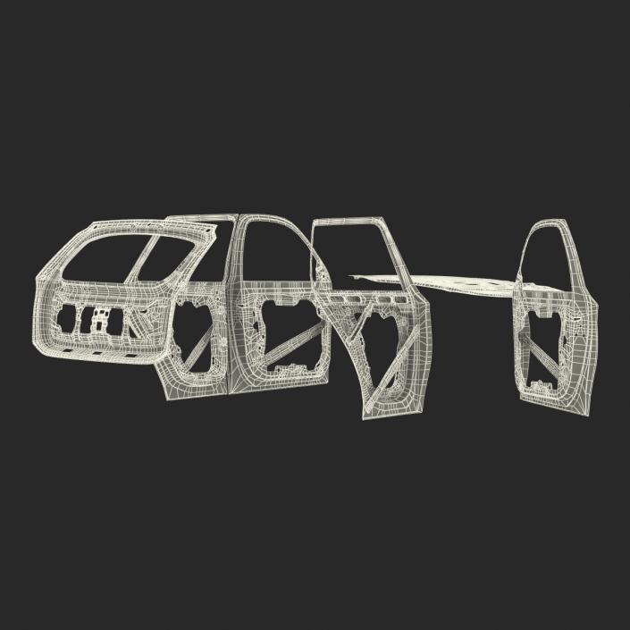 3D SUV Doors Hood and Trunk Rigged