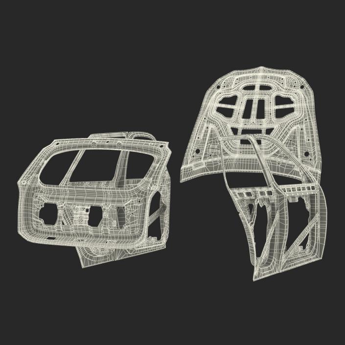 3D SUV Doors Hood and Trunk Rigged