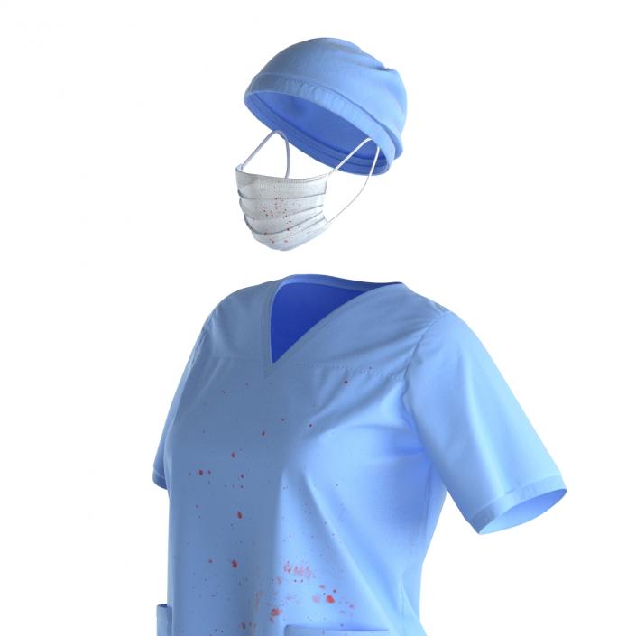 Female Surgeon Dress 16 Stained with Blood 3D