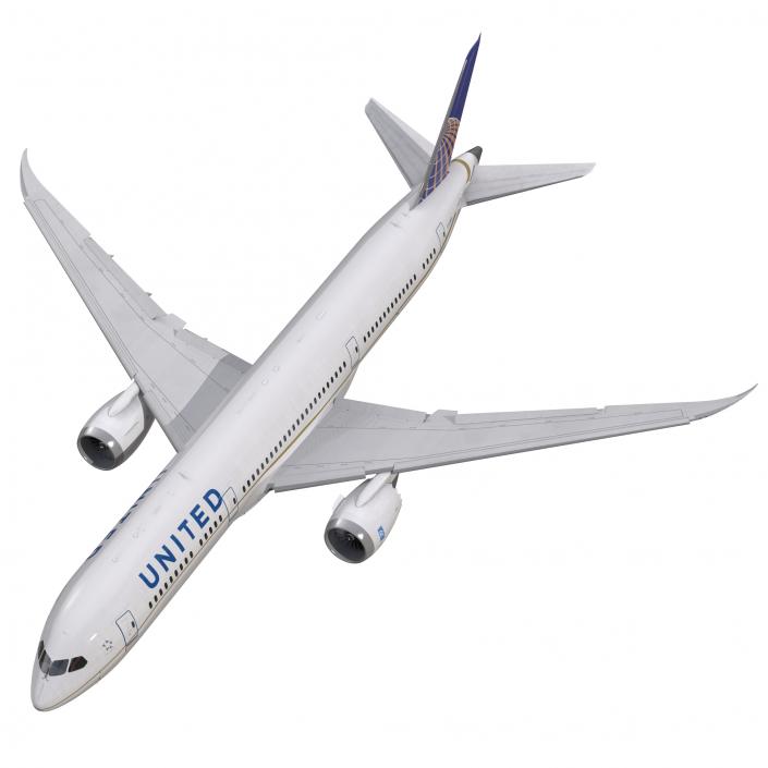 Boeing 787-9 Dreamliner United Rigged 3D