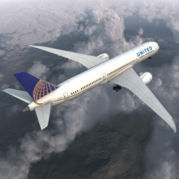 Boeing 787-9 Dreamliner United Rigged 3D