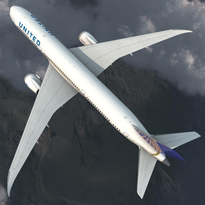 Boeing 787-9 Dreamliner United Rigged 3D