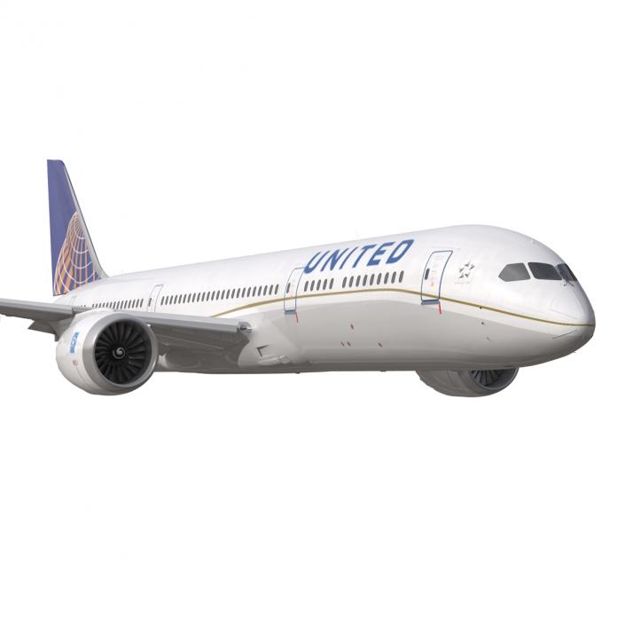 Boeing 787-9 Dreamliner United Rigged 3D