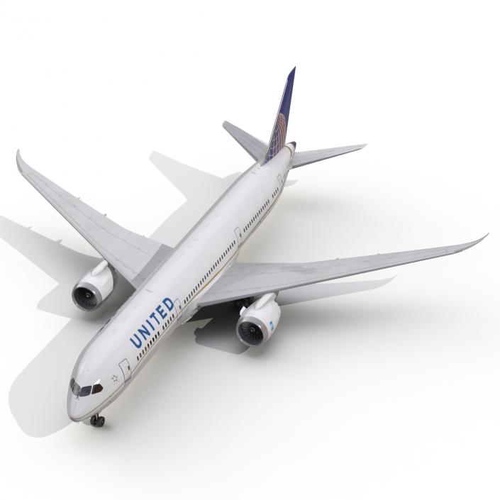 Boeing 787-9 Dreamliner United Rigged 3D