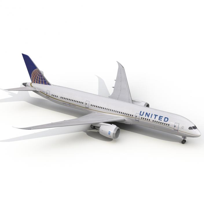 Boeing 787-9 Dreamliner United Rigged 3D