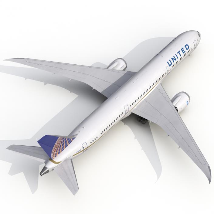 Boeing 787-9 Dreamliner United Rigged 3D