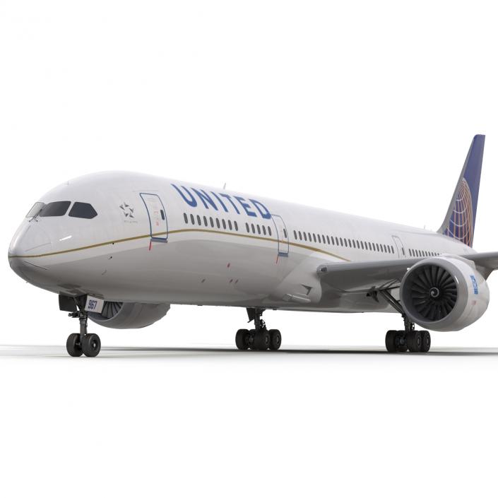 Boeing 787-9 Dreamliner United Rigged 3D