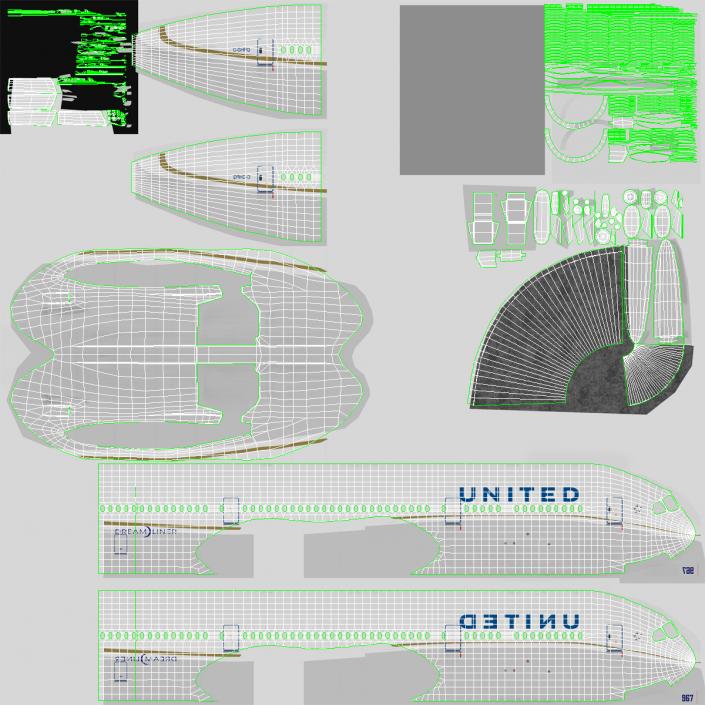 Boeing 787-9 Dreamliner United Rigged 3D