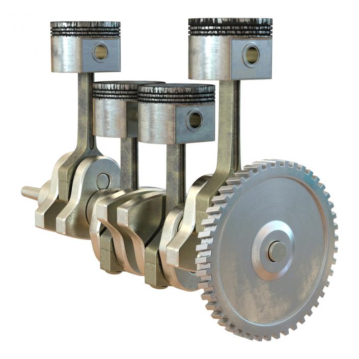 3D Engine Piston and Crankshaft model