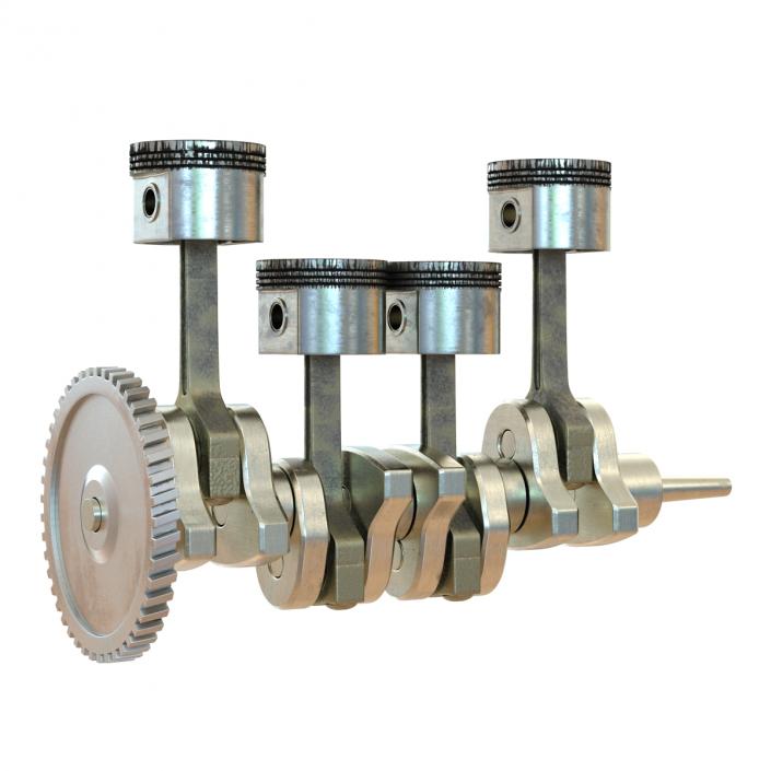 3D Engine Piston and Crankshaft model