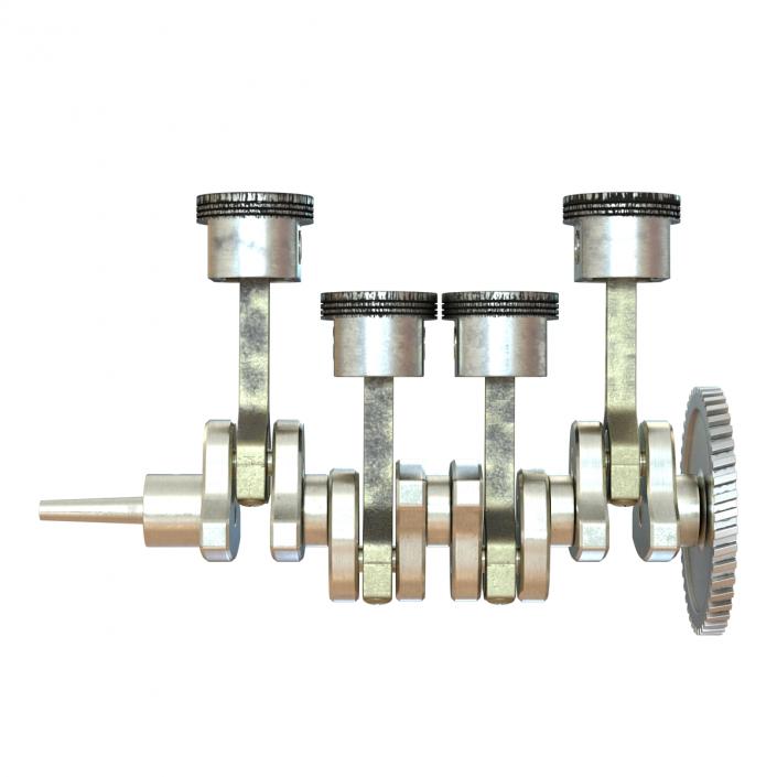 3D Engine Piston and Crankshaft model