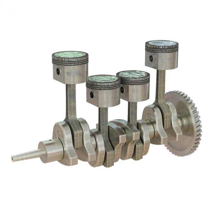 3D Engine Piston and Crankshaft model