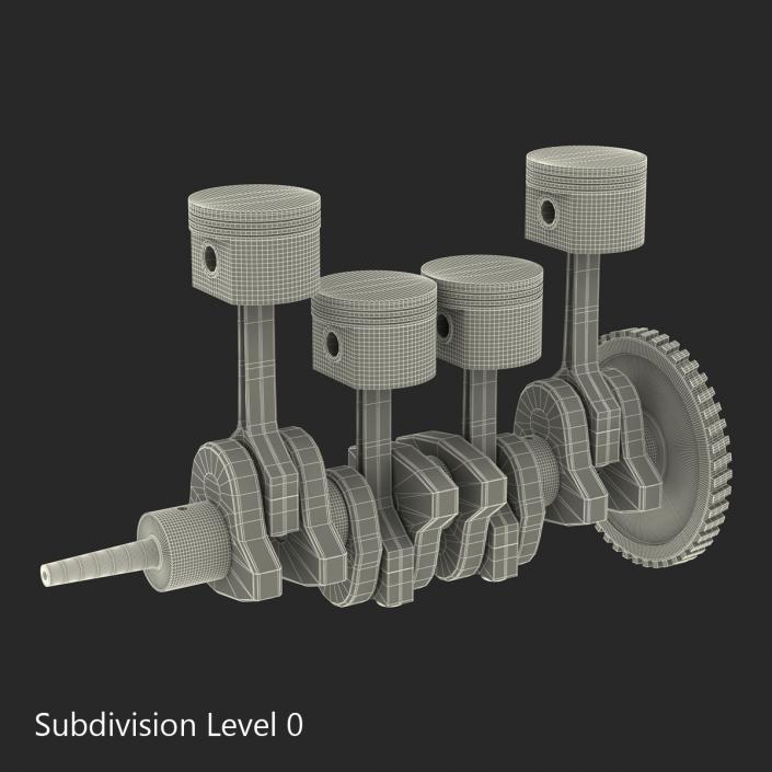 3D Engine Piston and Crankshaft model