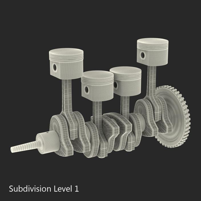 3D Engine Piston and Crankshaft model