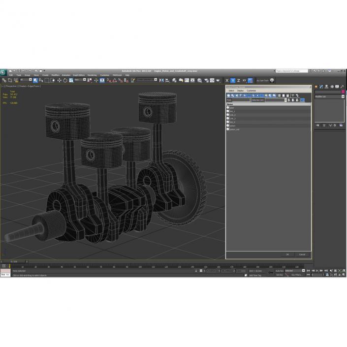 3D Engine Piston and Crankshaft model