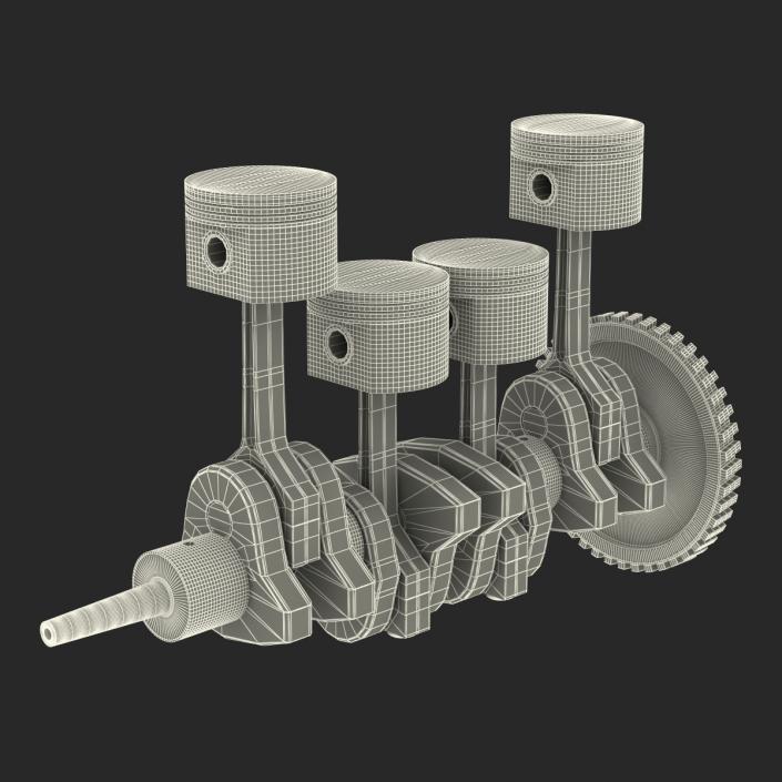 3D Engine Piston and Crankshaft model