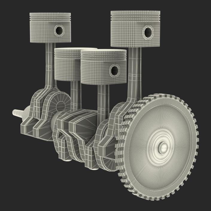 3D Engine Piston and Crankshaft model