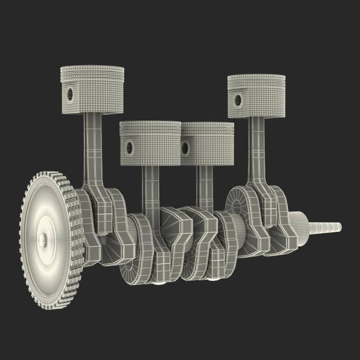 3D Engine Piston and Crankshaft model