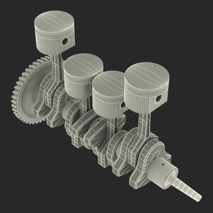 3D Engine Piston and Crankshaft model