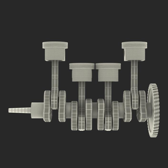 3D Engine Piston and Crankshaft model