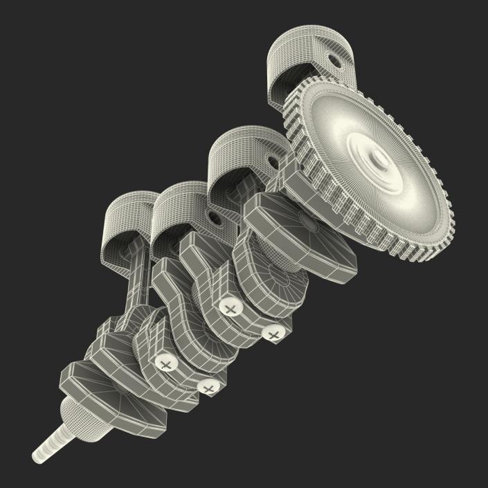 3D Engine Piston and Crankshaft model