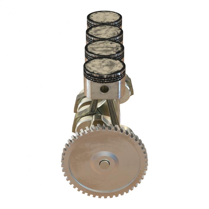 3D model Engine Piston and Crankshaft Rigged