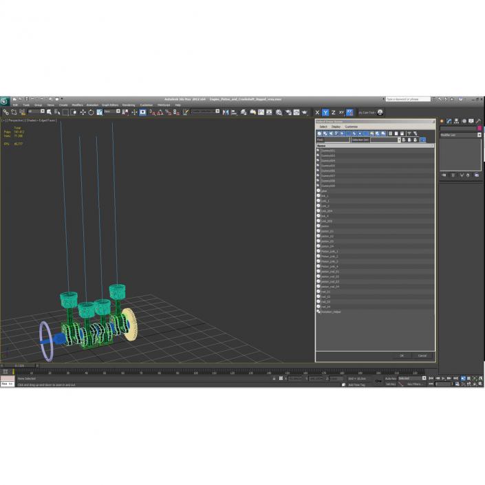 3D model Engine Piston and Crankshaft Rigged