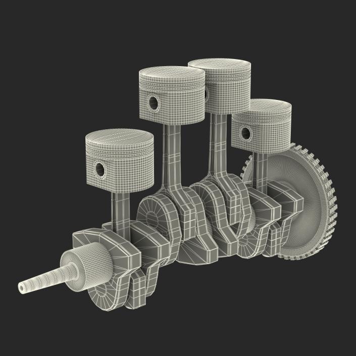 3D model Engine Piston and Crankshaft Rigged