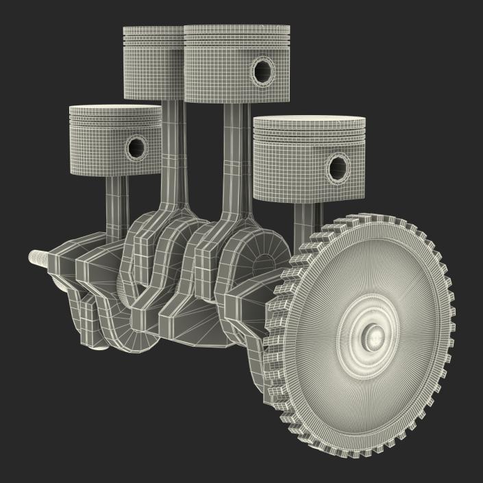 3D model Engine Piston and Crankshaft Rigged