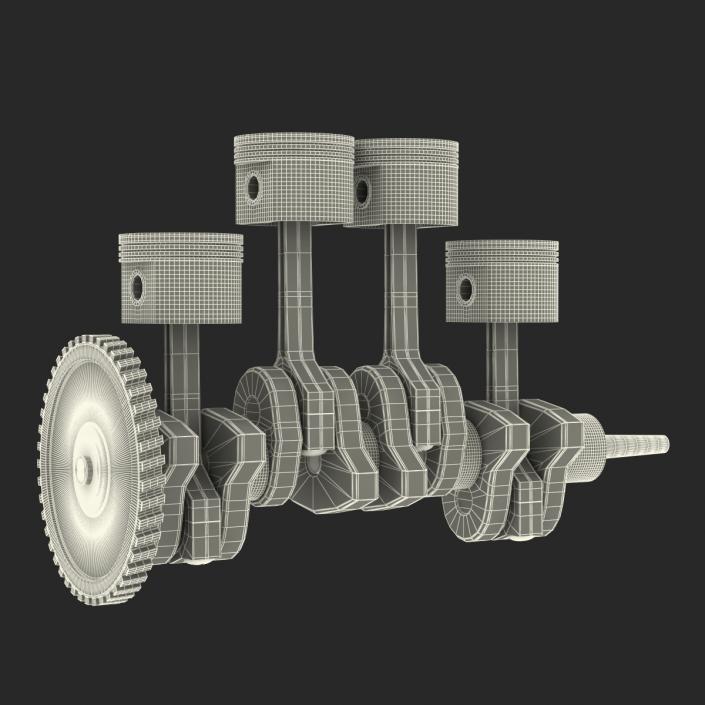 3D model Engine Piston and Crankshaft Rigged