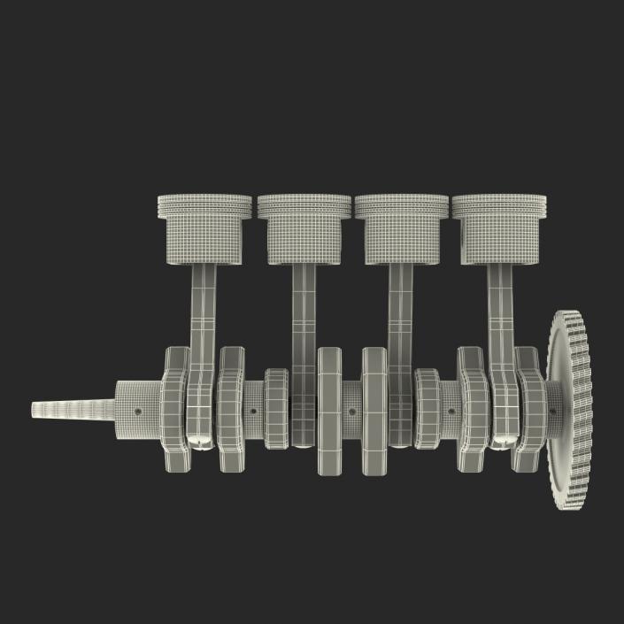 3D model Engine Piston and Crankshaft Rigged