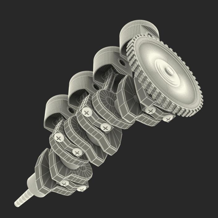 3D model Engine Piston and Crankshaft Rigged