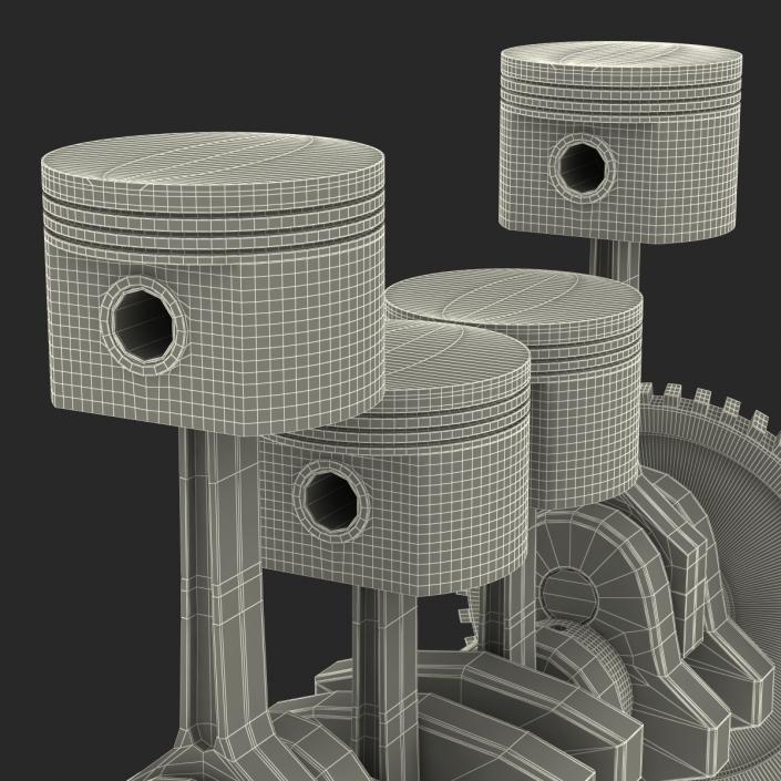 3D model Engine Piston and Crankshaft Rigged