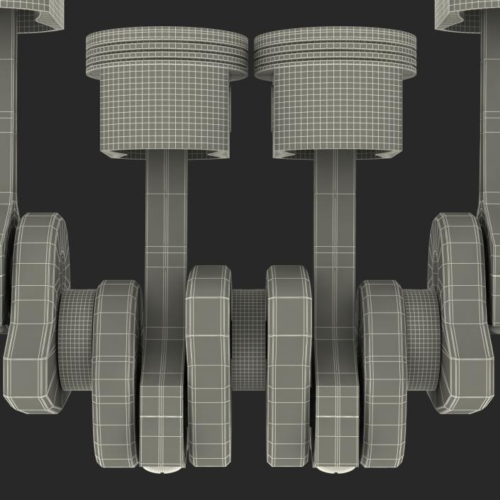 3D model Engine Piston and Crankshaft Rigged