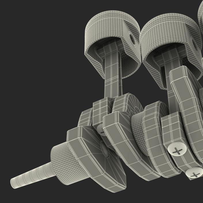 3D model Engine Piston and Crankshaft Rigged