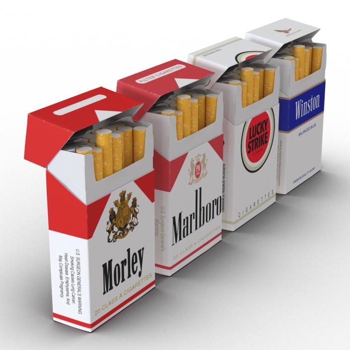 Opened Cigarettes Packs Collection 3D model