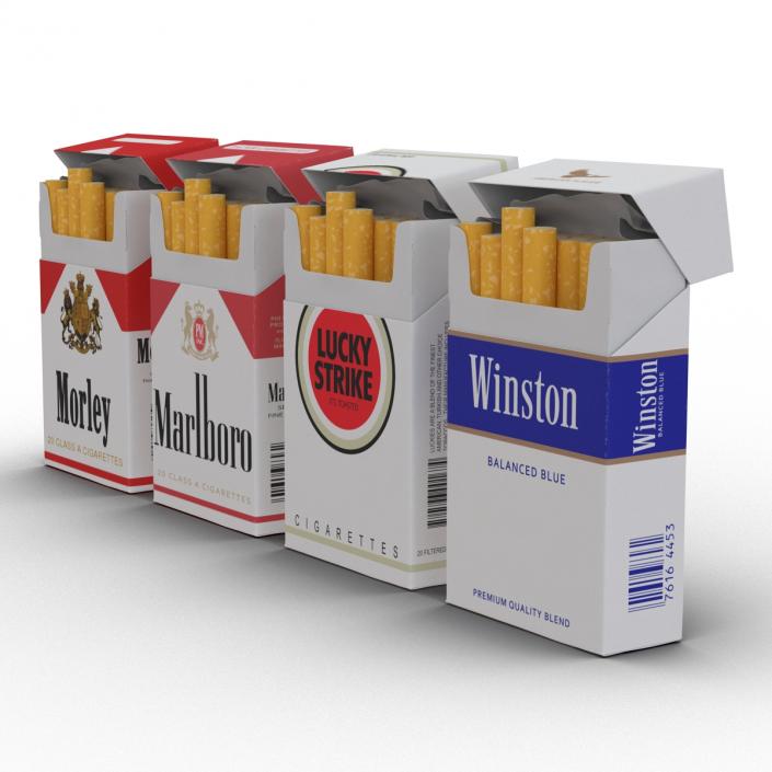 Opened Cigarettes Packs Collection 3D model