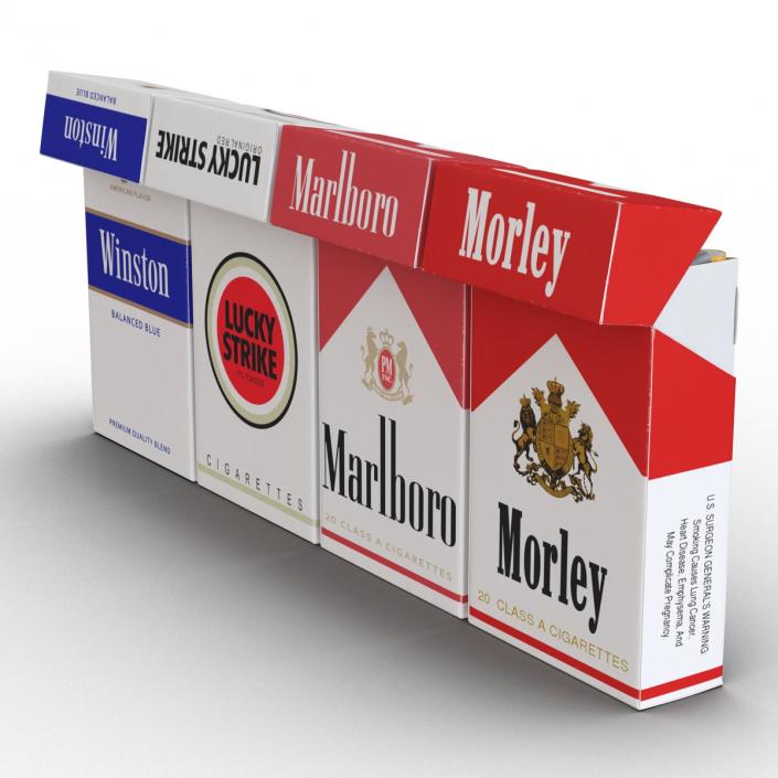 Opened Cigarettes Packs Collection 3D model