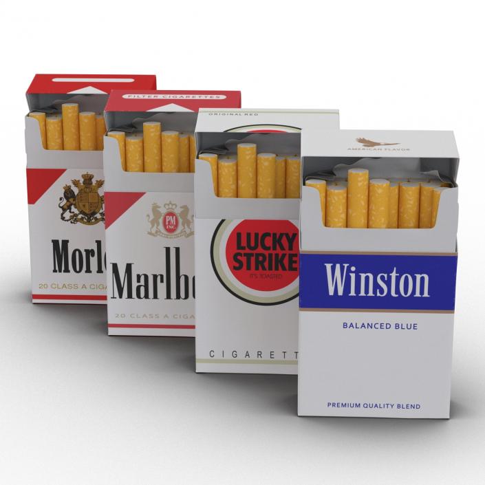 Opened Cigarettes Packs Collection 3D model