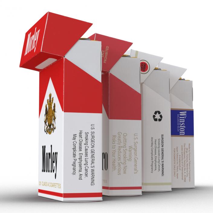 Opened Cigarettes Packs Collection 3D model