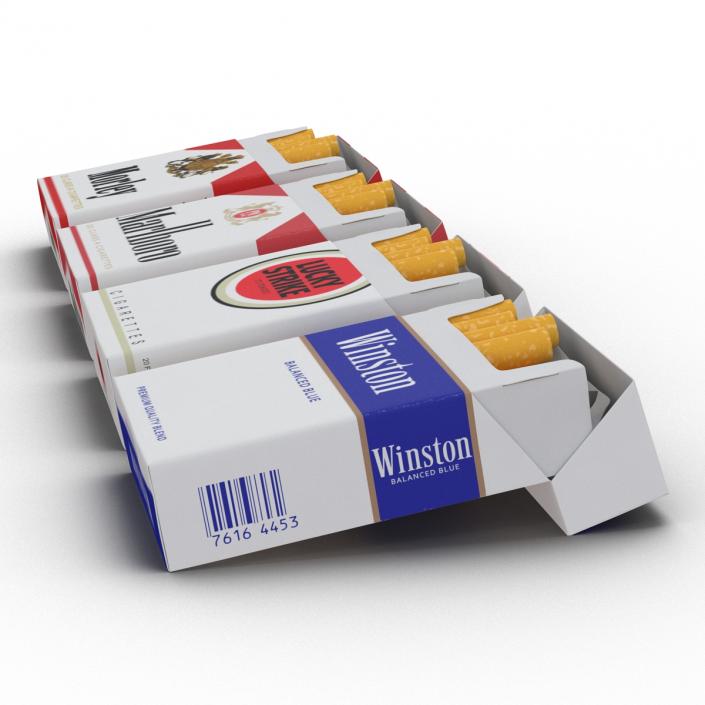 Opened Cigarettes Packs Collection 3D model