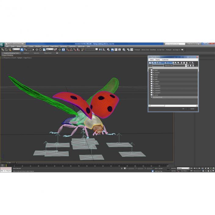 3D Flying Ladybug with Fur model