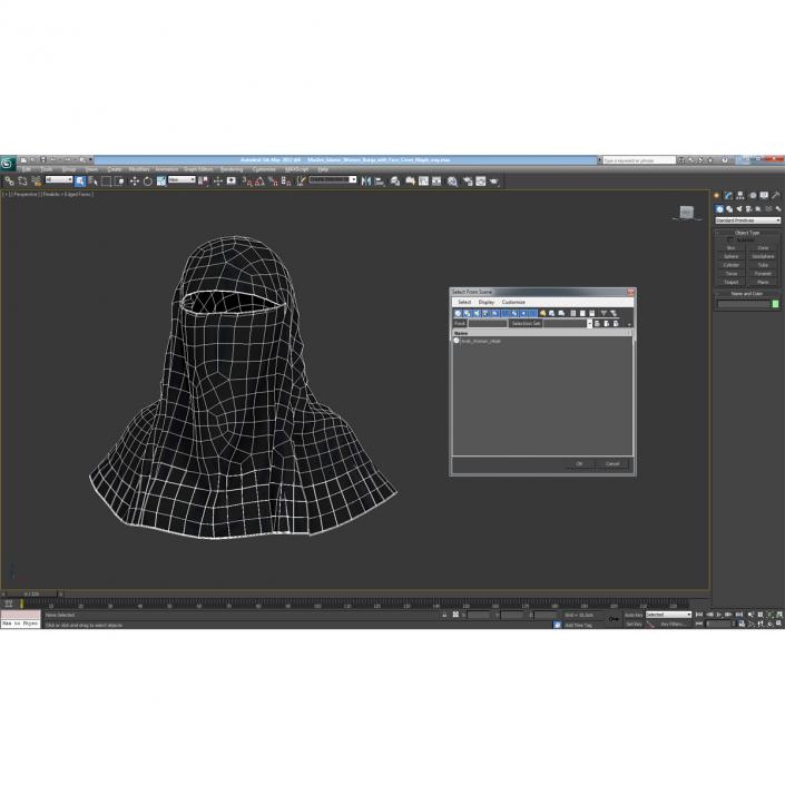 3D Muslim Islamic Women Burqa with Face Cover Niqab model