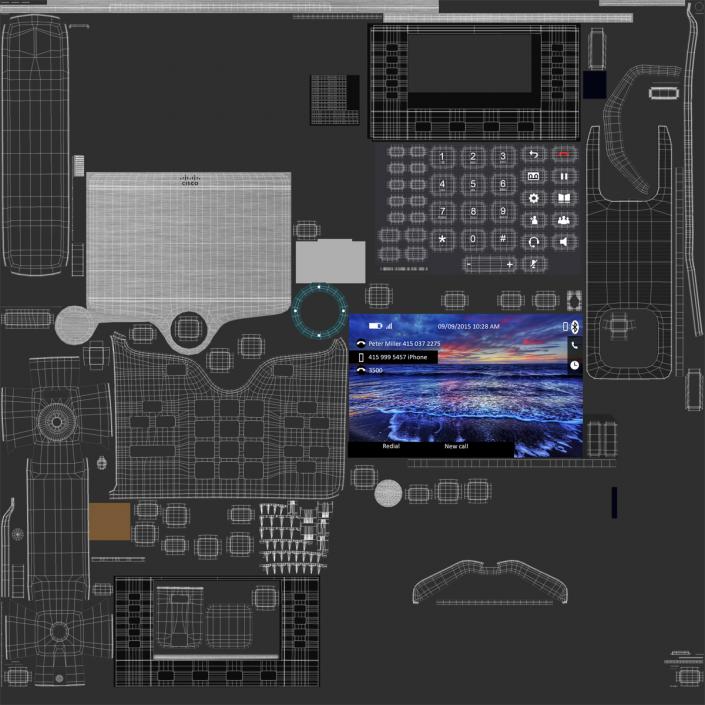 3D model Cisco IP Phone 8861 and Expansion Module