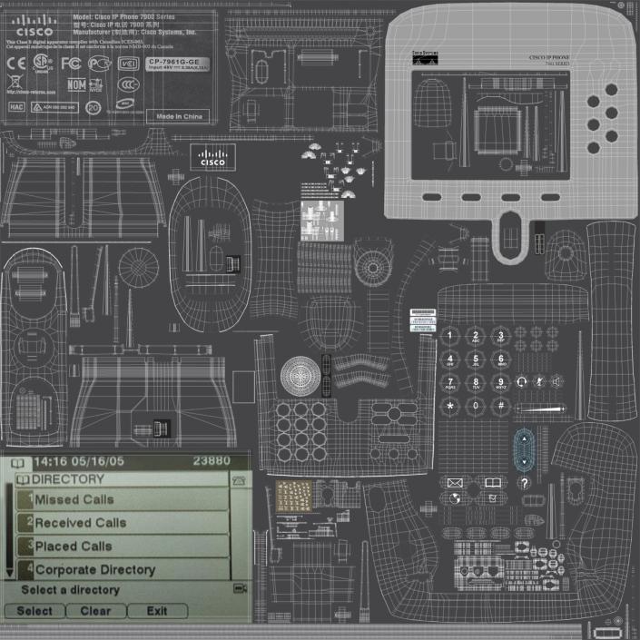 3D Cisco Unified IP Phone 7961G model