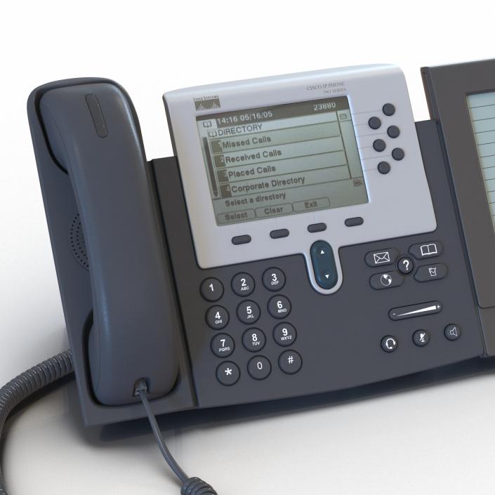 Cisco Unified IP Phone 7961G and Expansion Module 3D model