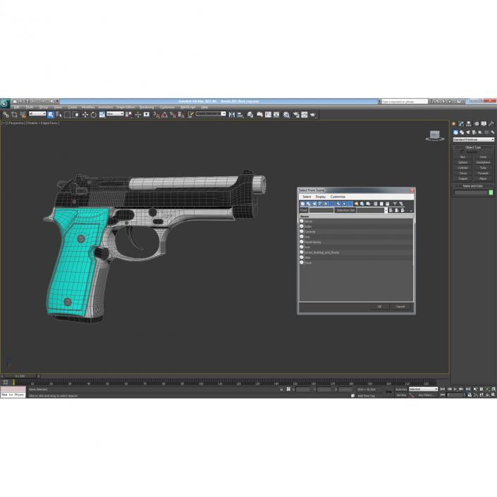 3D Semi Automatic Pistol Beretta 92F model