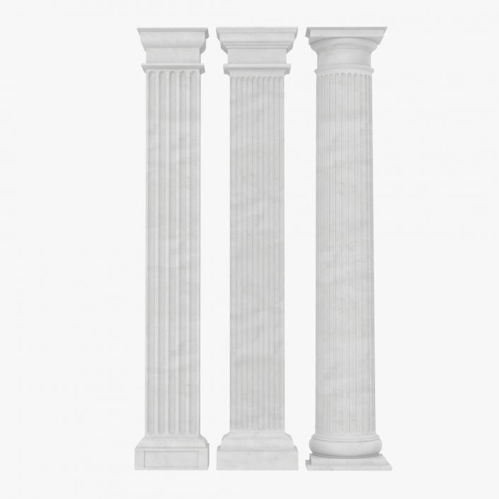 3D Pilasters Doric Greco Roman 3D Models Set