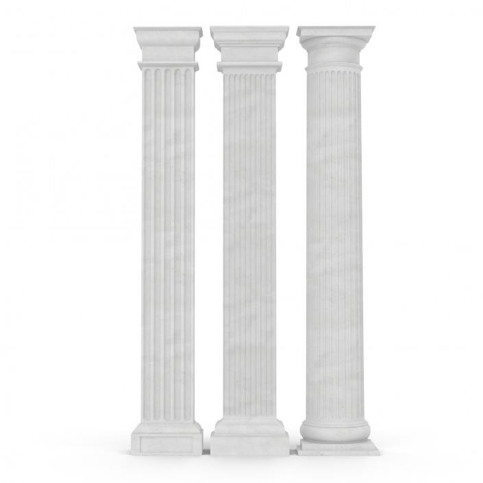 3D Pilasters Doric Greco Roman 3D Models Set